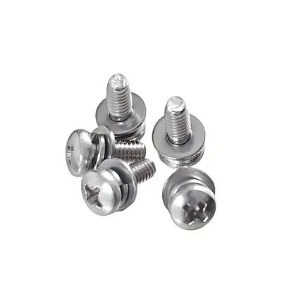 Stainless steel plum blossom screw with cross head thread and flat cross head screw combination